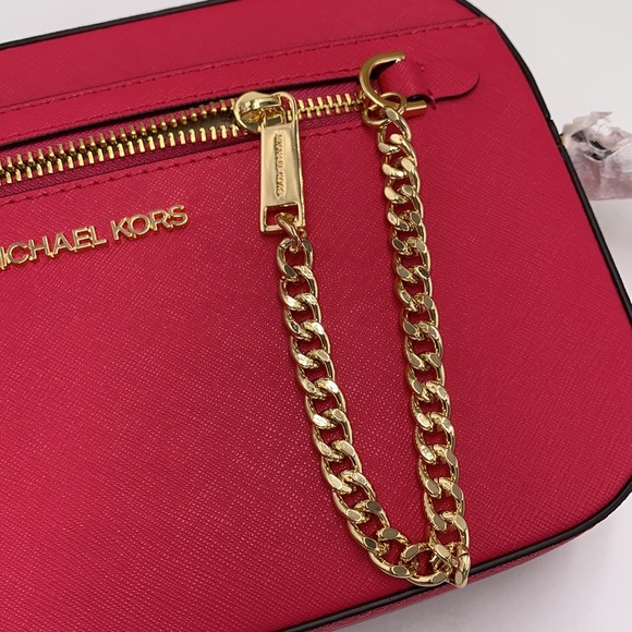 MICHAEL KORS 
Jet Set Large Saffiano Leather Crossbody Bag ELECTRIC PINK COLOR - Picture 8 of 15